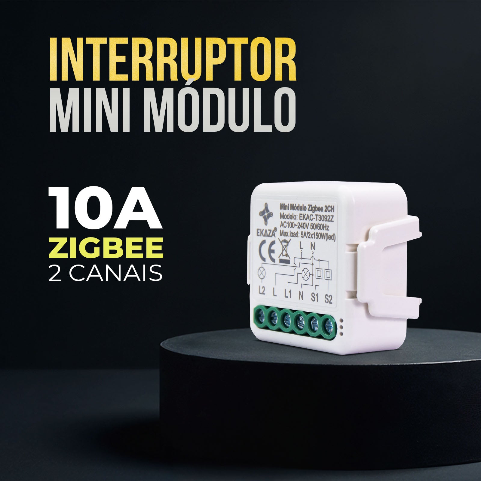 Interruptor Mini Módulo Relé Inteligente Paralero Zigbee 4CH