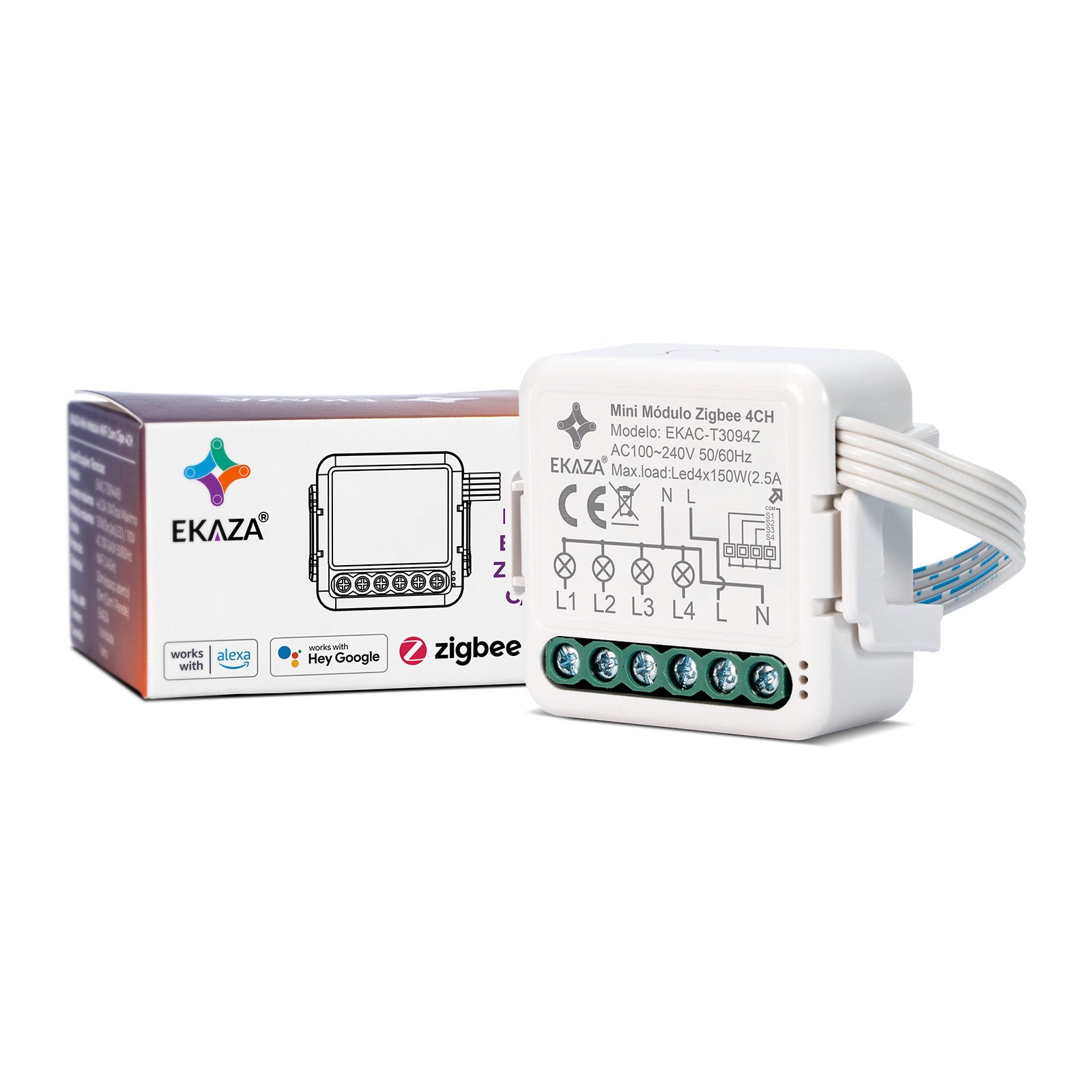 Interruptor Mini Módulo Relé Inteligente Paralero Zigbee 4CH