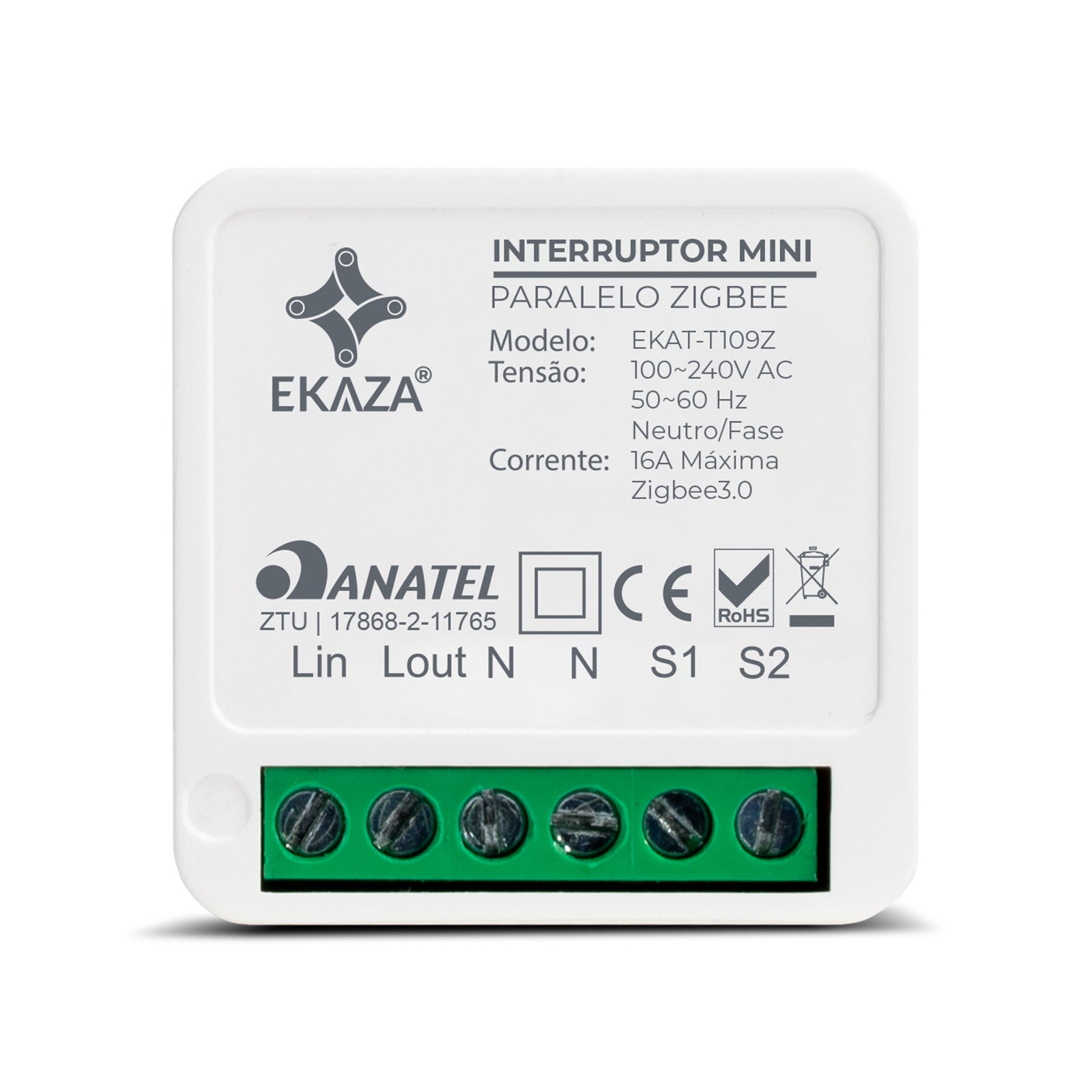 Interruptor Mini Módulo Relé Inteligente ONOFF Paralelo Zigbee 16A