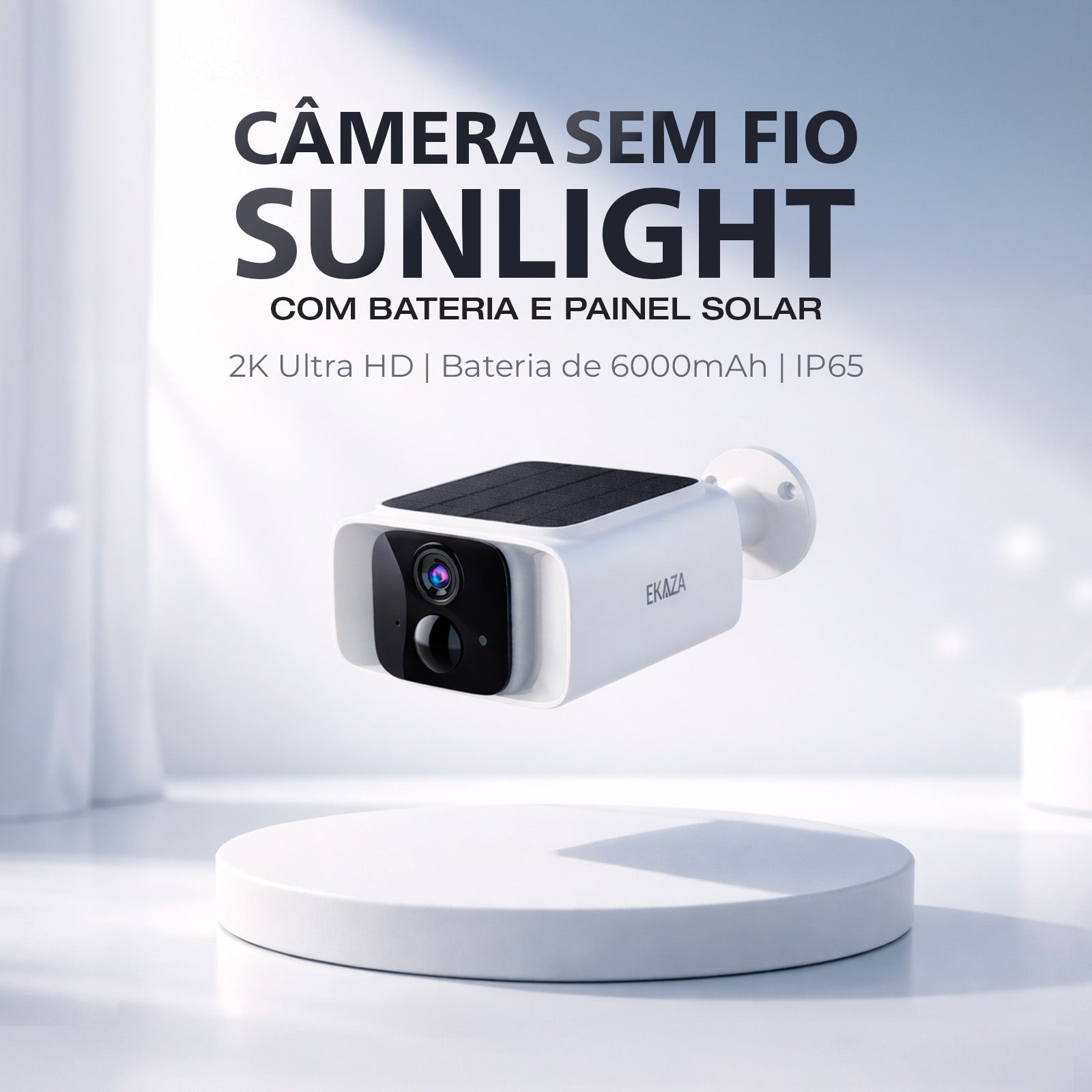 Câmera de Segurança Externa Sunlight 2K com Painel Solar WiFi 5G