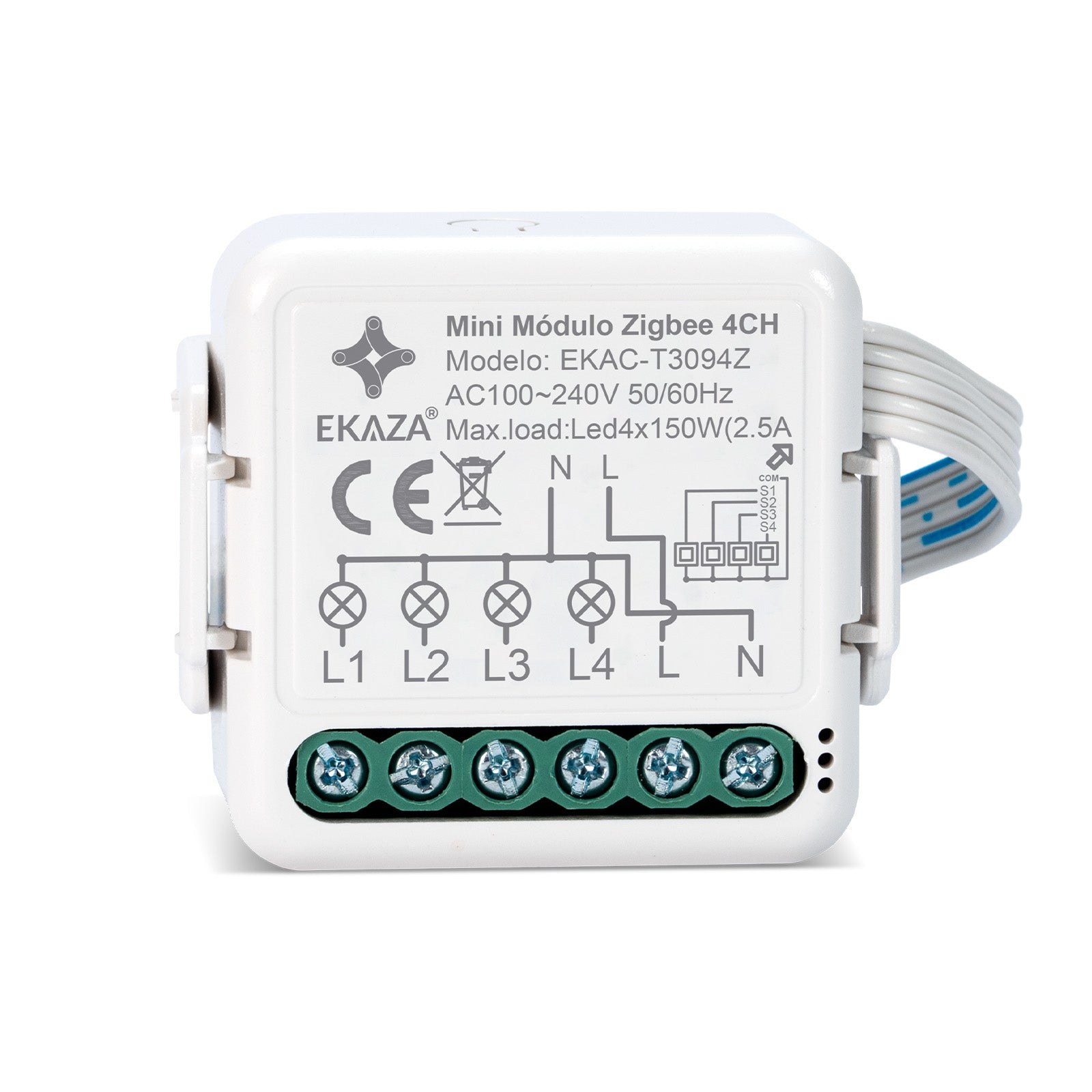 Interruptor Mini Módulo Relé Inteligente Paralero Zigbee 4CH