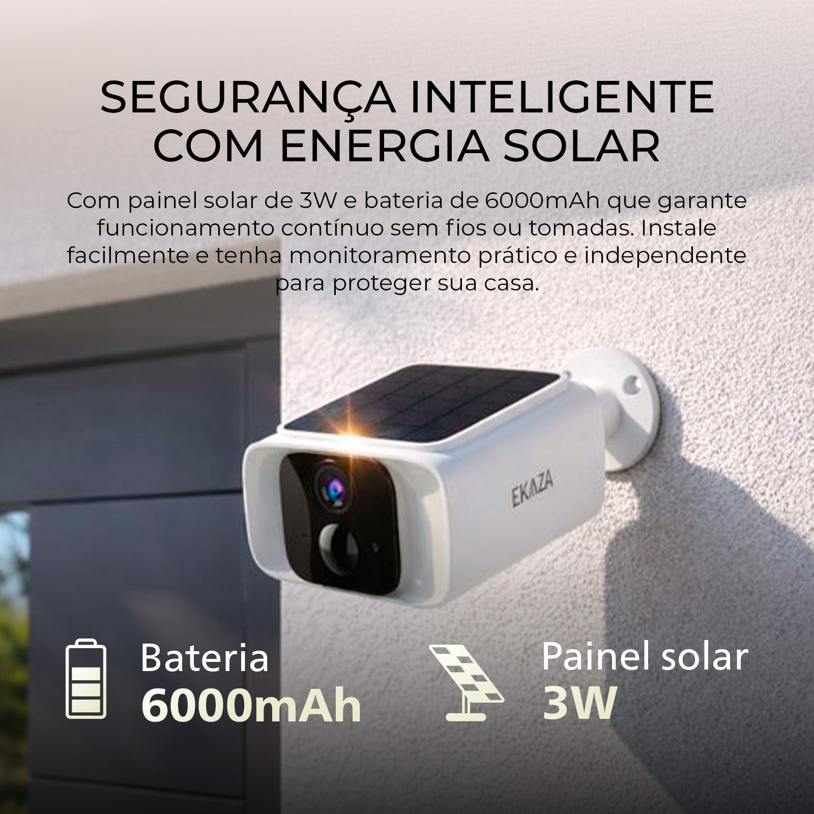 Câmera de Segurança Externa Sunlight 2K com Painel Solar WiFi 5G