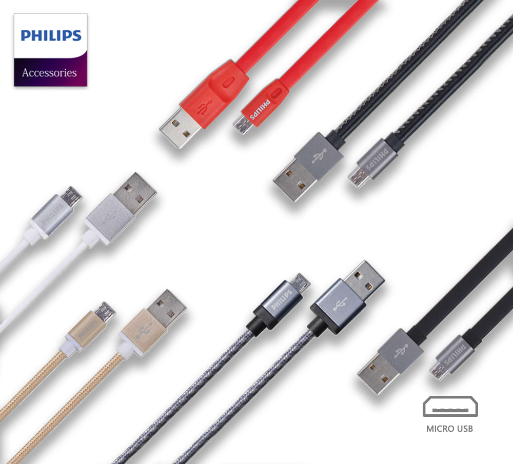 Philips Cabo Micro USB Premium de Couro 1.2M Preto