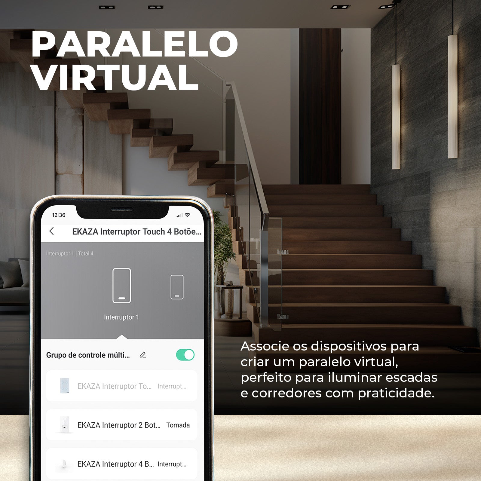 Interruptor Inteligente 4x4 vidro Touch 2.5d