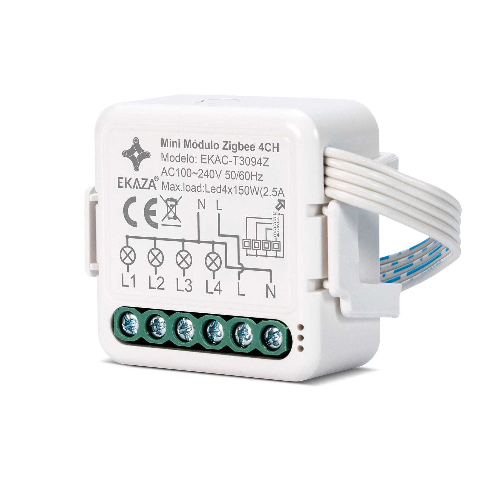 Interruptor Mini Módulo Relé Inteligente Paralero Zigbee 4CH