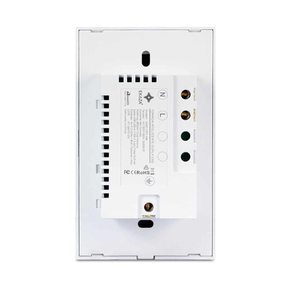 Double Socket with USB-A+USB-C 16A 2.5D Glass