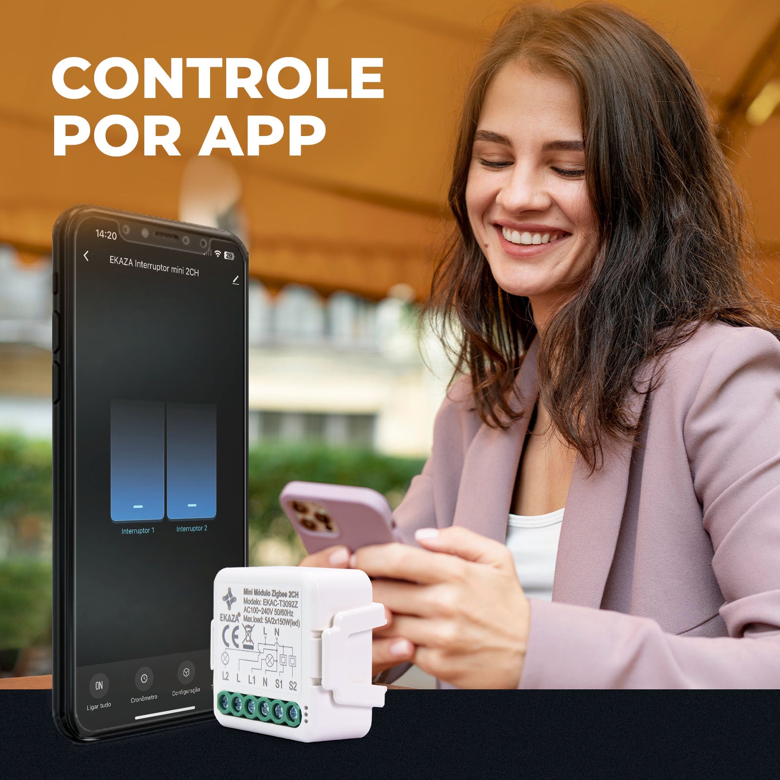 Interruptor Mini Módulo Relé Inteligente Paralero Zigbee 4CH