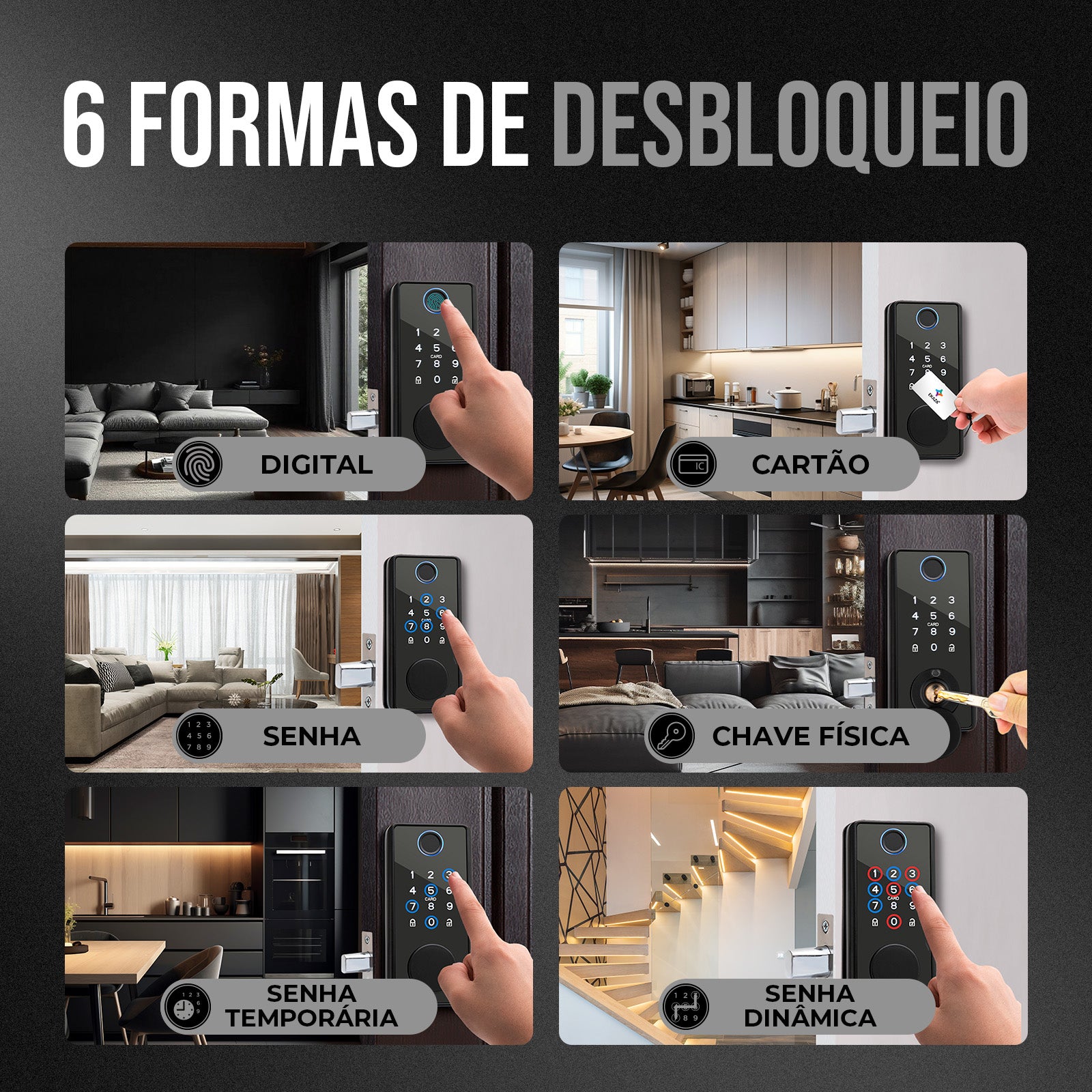 Fechadura Digital Inteligente Sem Maçaneta EKAZA