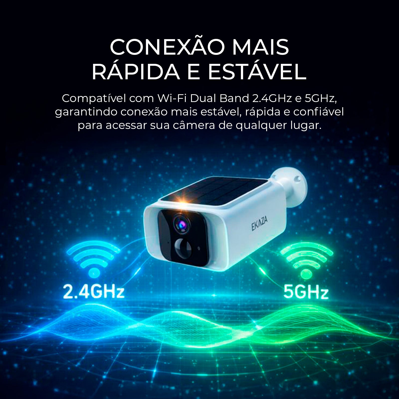 Câmera de Segurança Externa Sunlight 2K com Painel Solar WiFi 5G