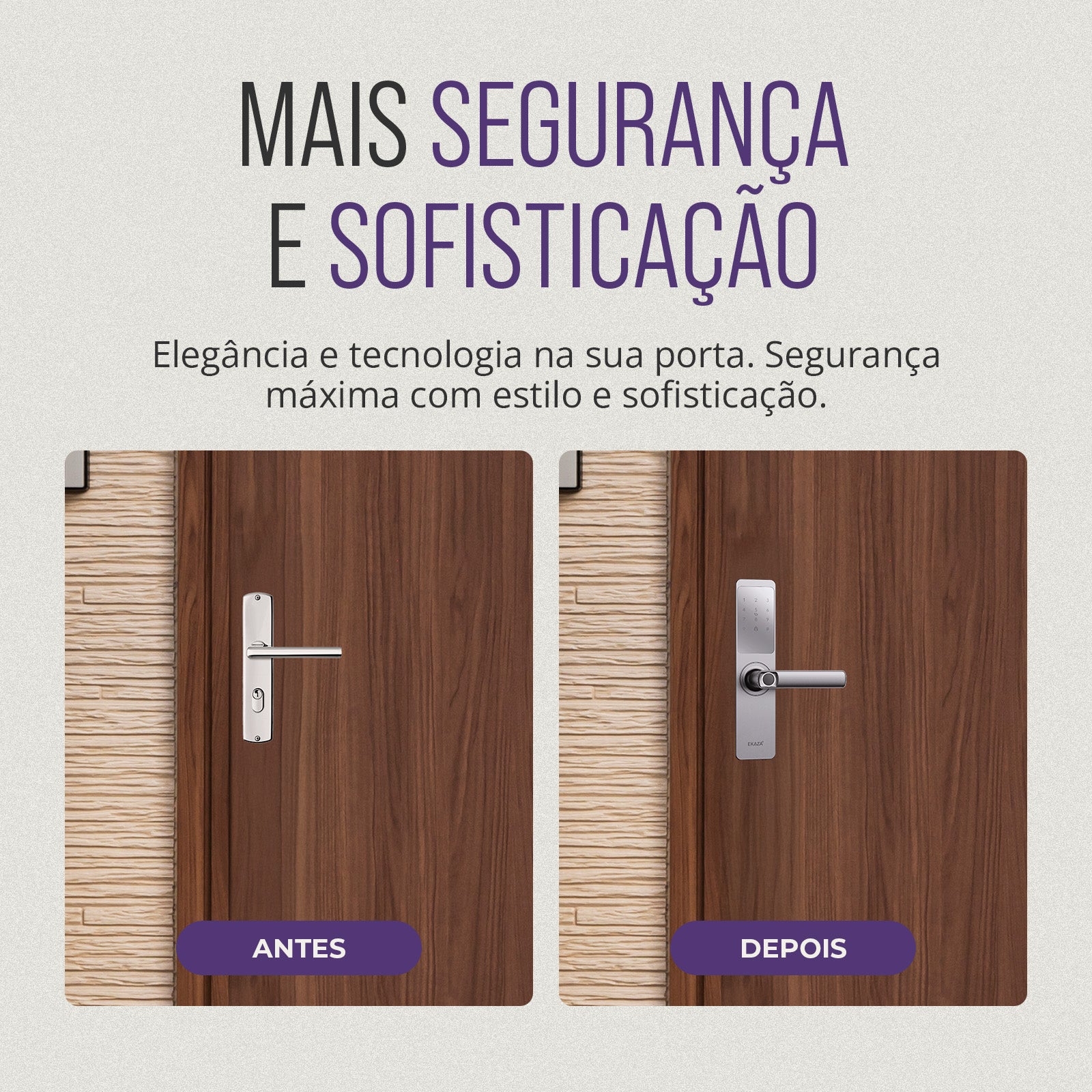 Fechadura Digital Inteligente Senha Cartão Alumínio Cor Prateada Biométrica Lyra Ekmg-t5332 Wifi