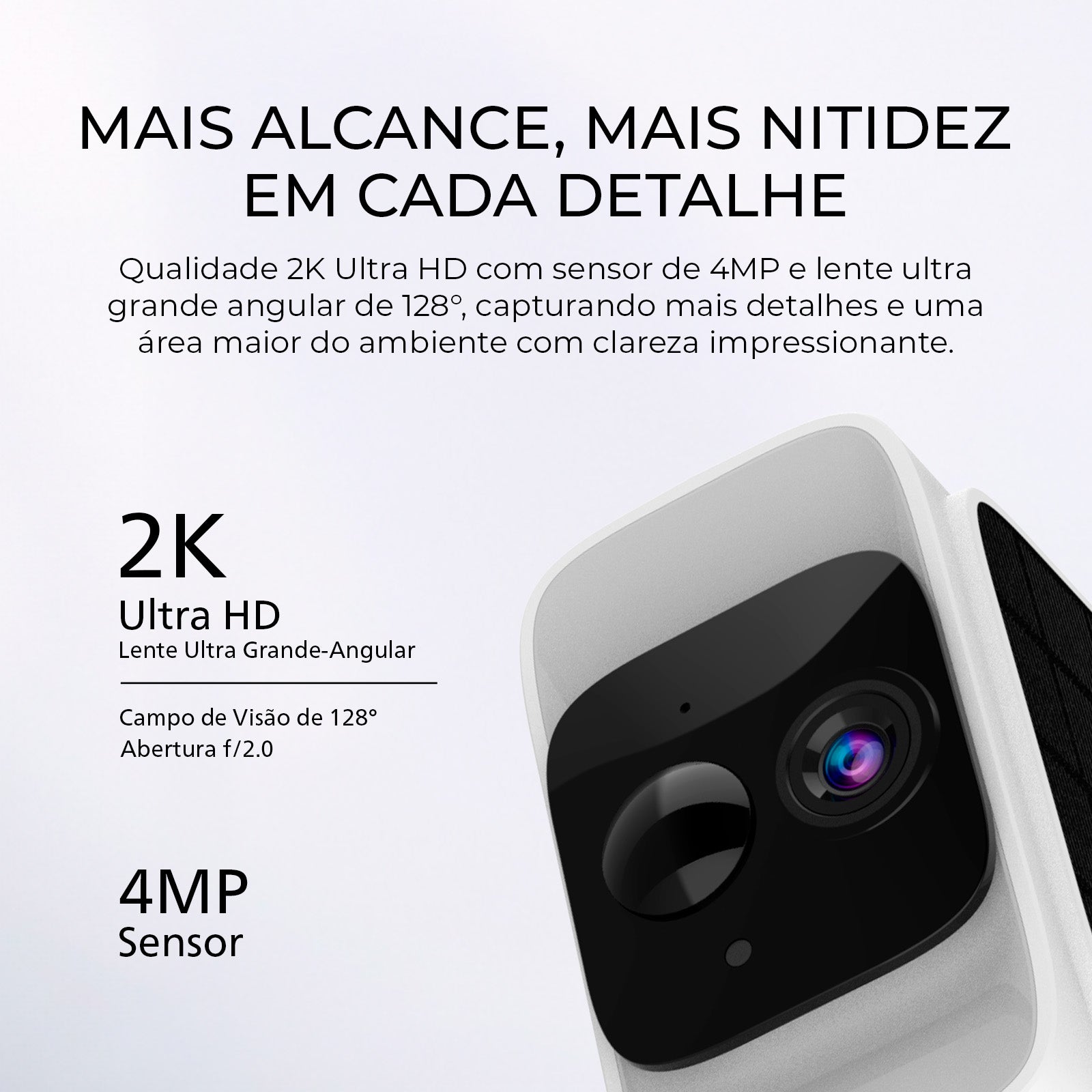 Câmera de Segurança Externa Sunlight 2K com Painel Solar WiFi 5G