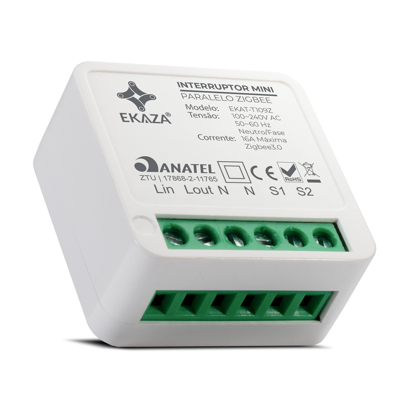 Interruptor Mini Módulo Relé Inteligente ONOFF Paralelo Zigbee 16A