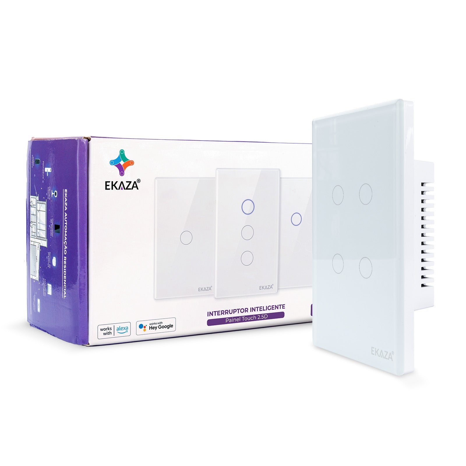 Interruptor Inteligente Wifi série Touch 2.5d 4 Botões