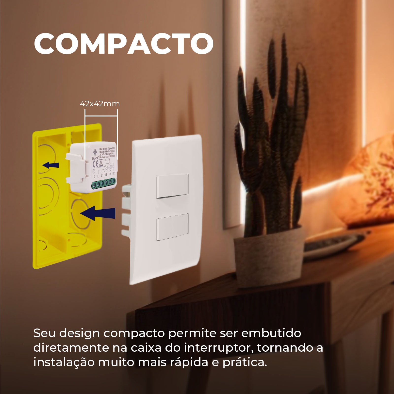 Interruptor Mini Módulo Relé Inteligente Paralero Zigbee 4CH
