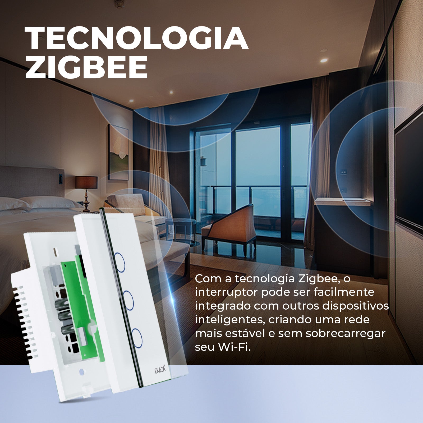 Interruptor Inteligente Série Touch 2.5d Zigbee 4 Botões