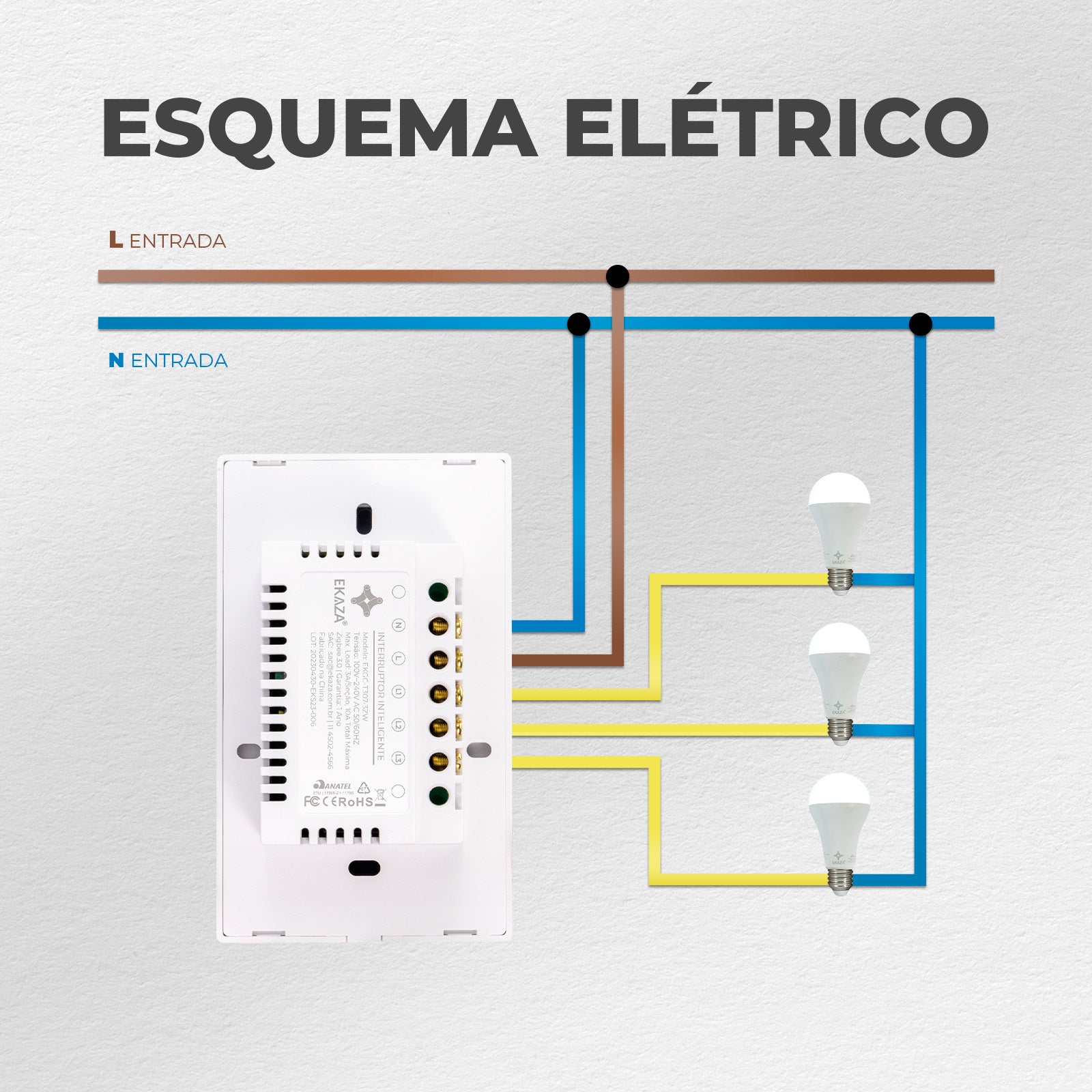Interruptor Inteligente Série Touch 2.5d Zigbee 4 Botões