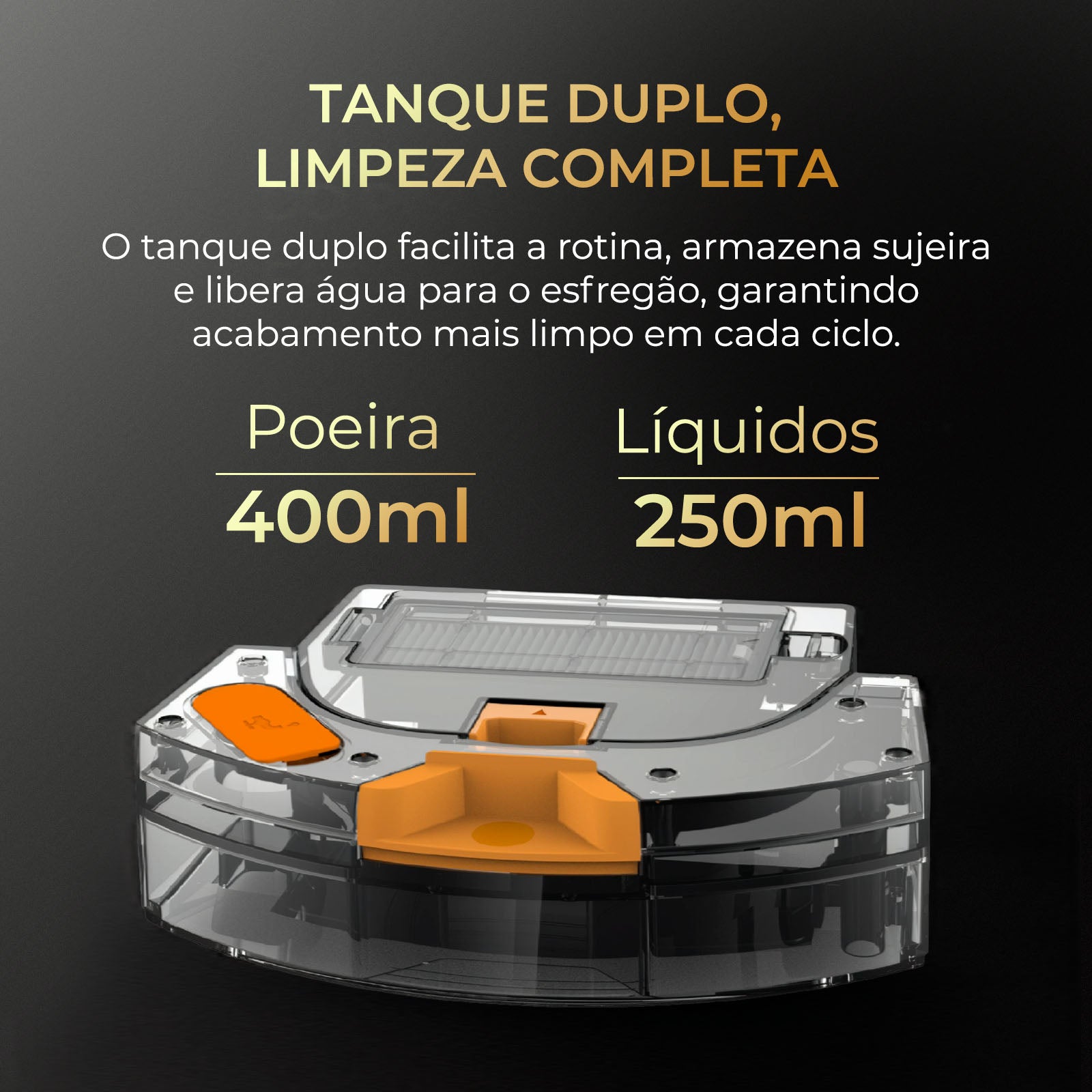 EKAZA Zuno Smart Robot Vacuum Cleaner and Mop with Gyroscope Mapping, 5 Cleaning Modes, Bivolt Charging Base, Black T5200G