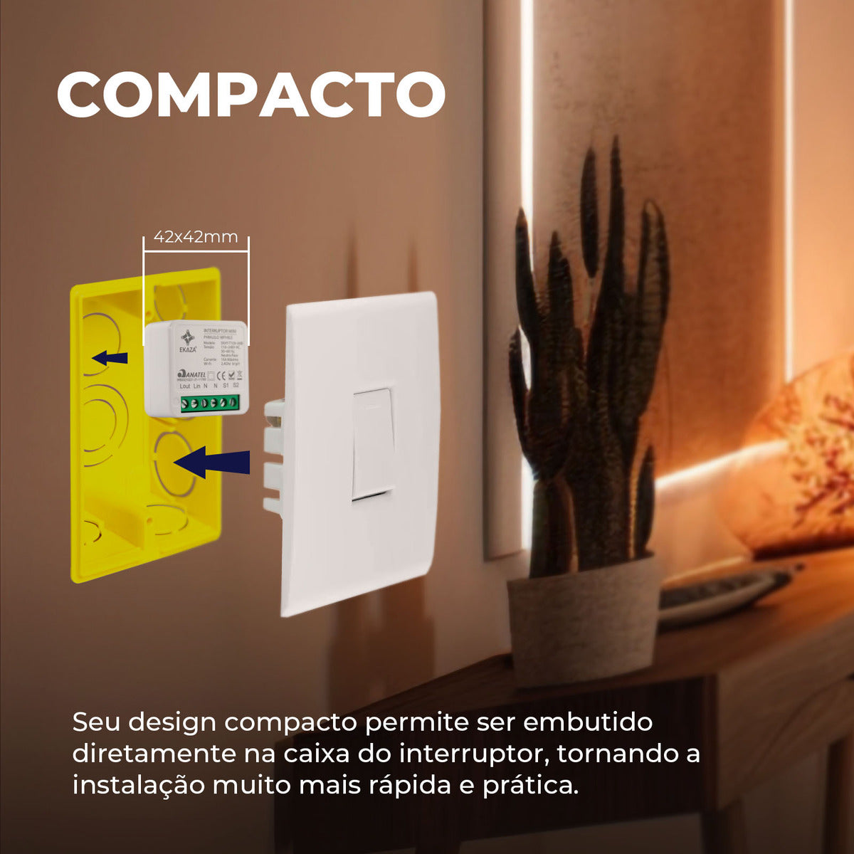 Interruptor Mini Módulo Relé Inteligente ONOFF Paralelo Zigbee 16A