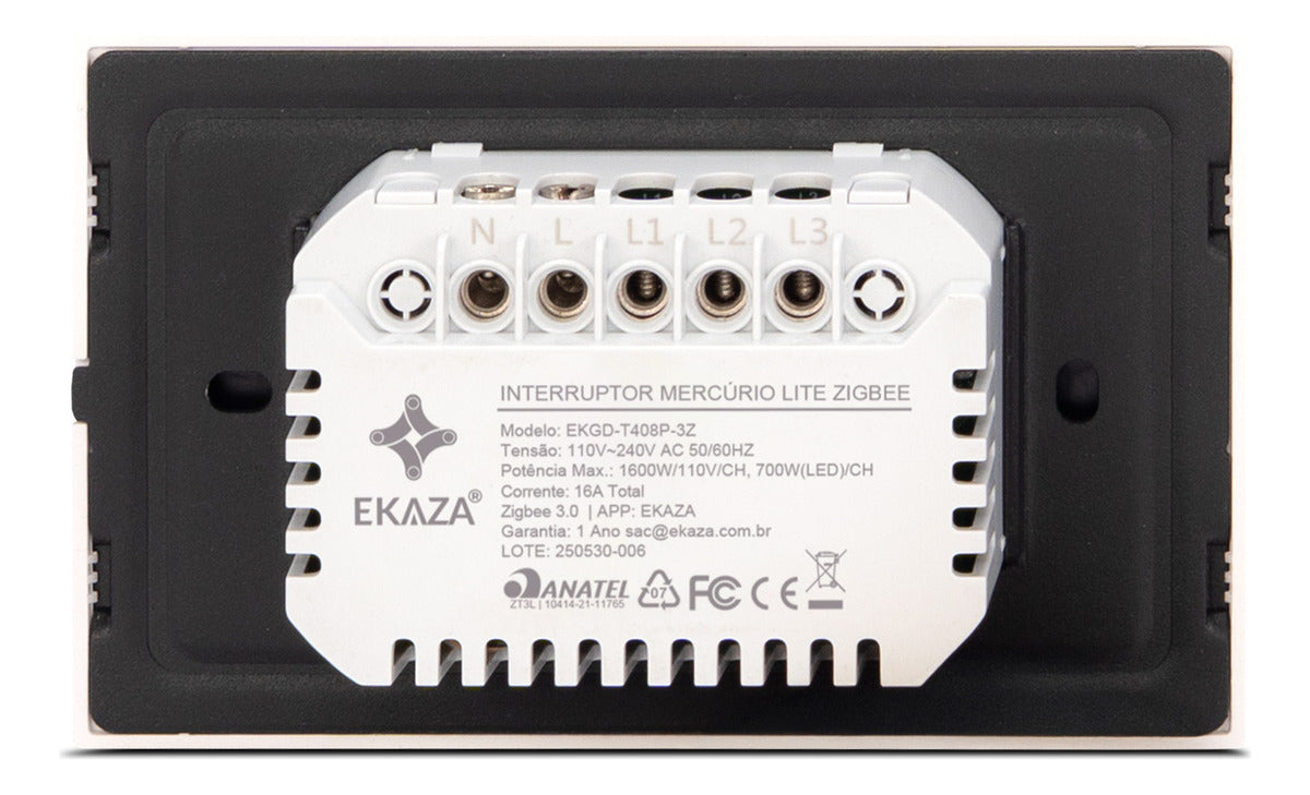 Interruptor Inteligente Tecla Fisica Full Click Mercúrio Lite 2 Tecla Zigbee
