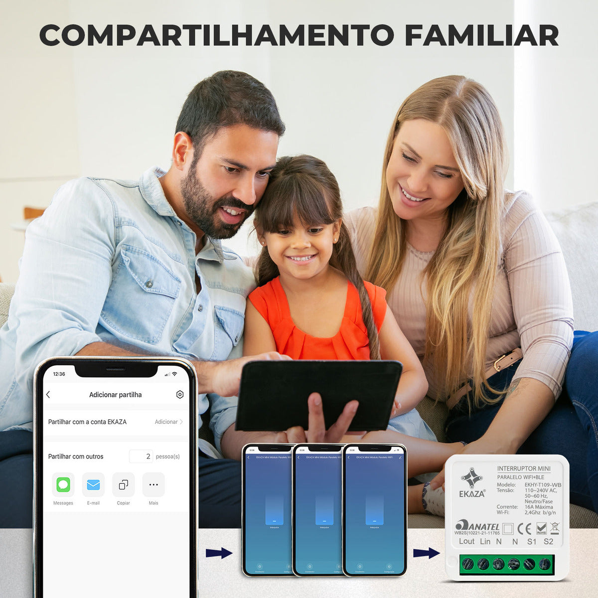 Interruptor Mini Módulo Relé Inteligente ONOFF Paralelo Zigbee 16A