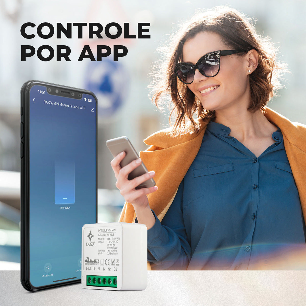 Interruptor Mini Módulo Relé Inteligente ONOFF Paralelo Zigbee 16A