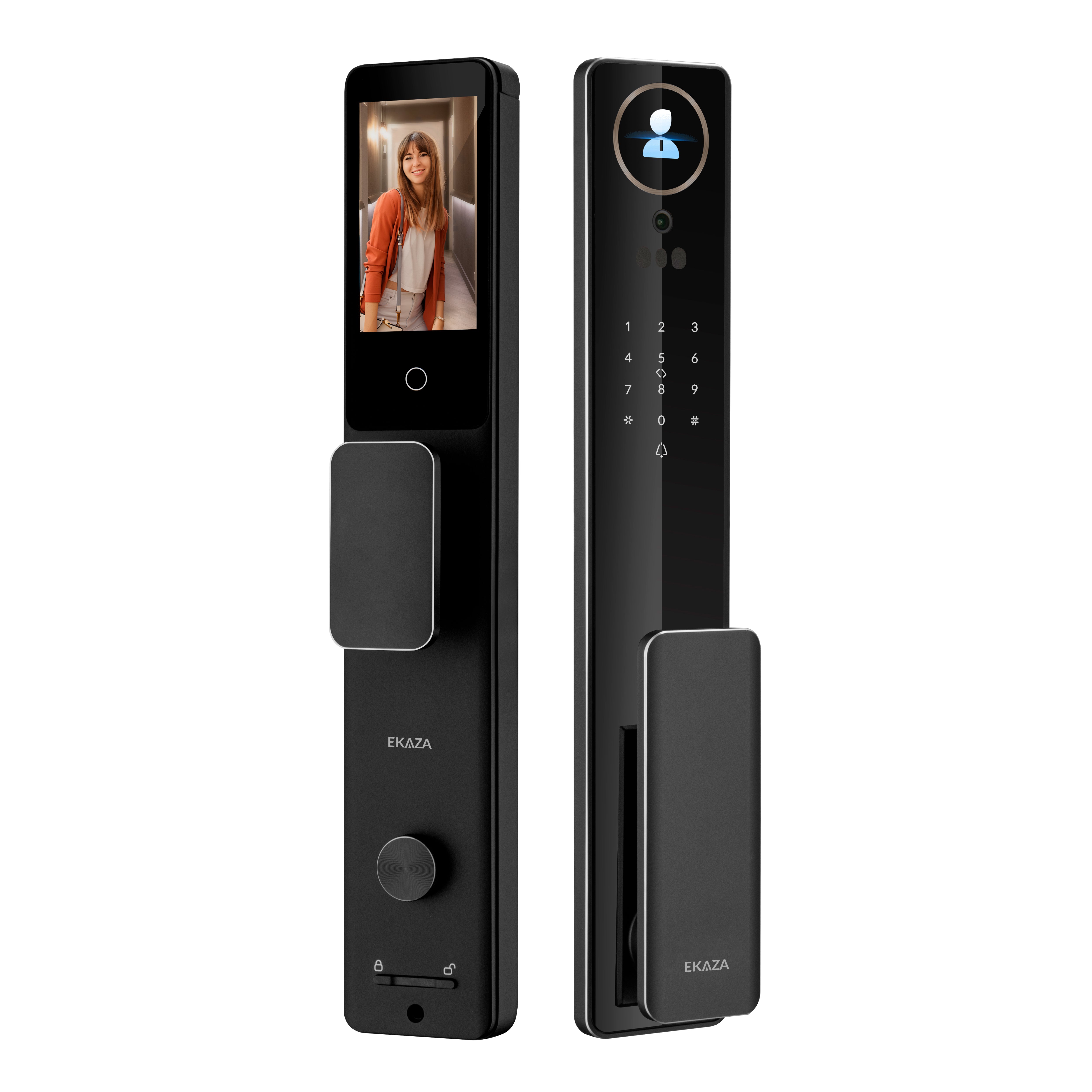 Fechadura Digital Inteligente Metálica WiFi Vega com Reconhecimento Facial, Digital, Senha, Cartão, App e Chave