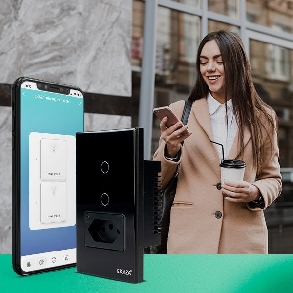 EKAZA Switch with Socket 20A Touch 2.5D 1 Button WIFI