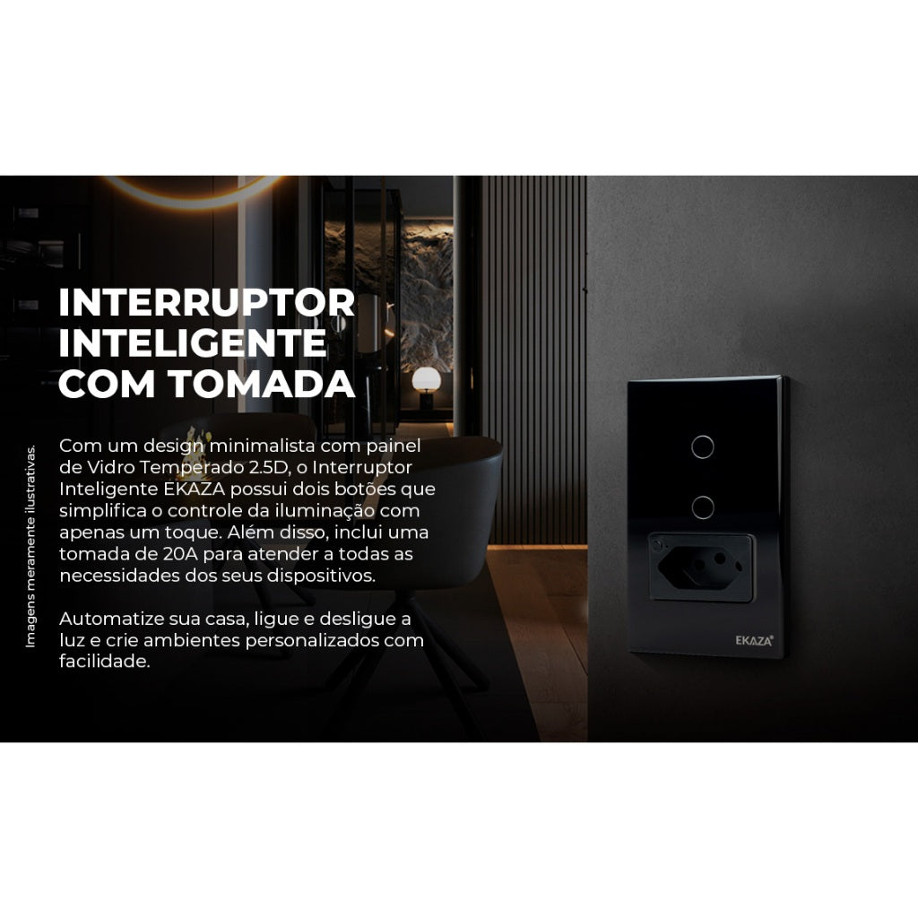 EKAZA Switch with Socket 20A Touch 2.5D 1 Button WIFI