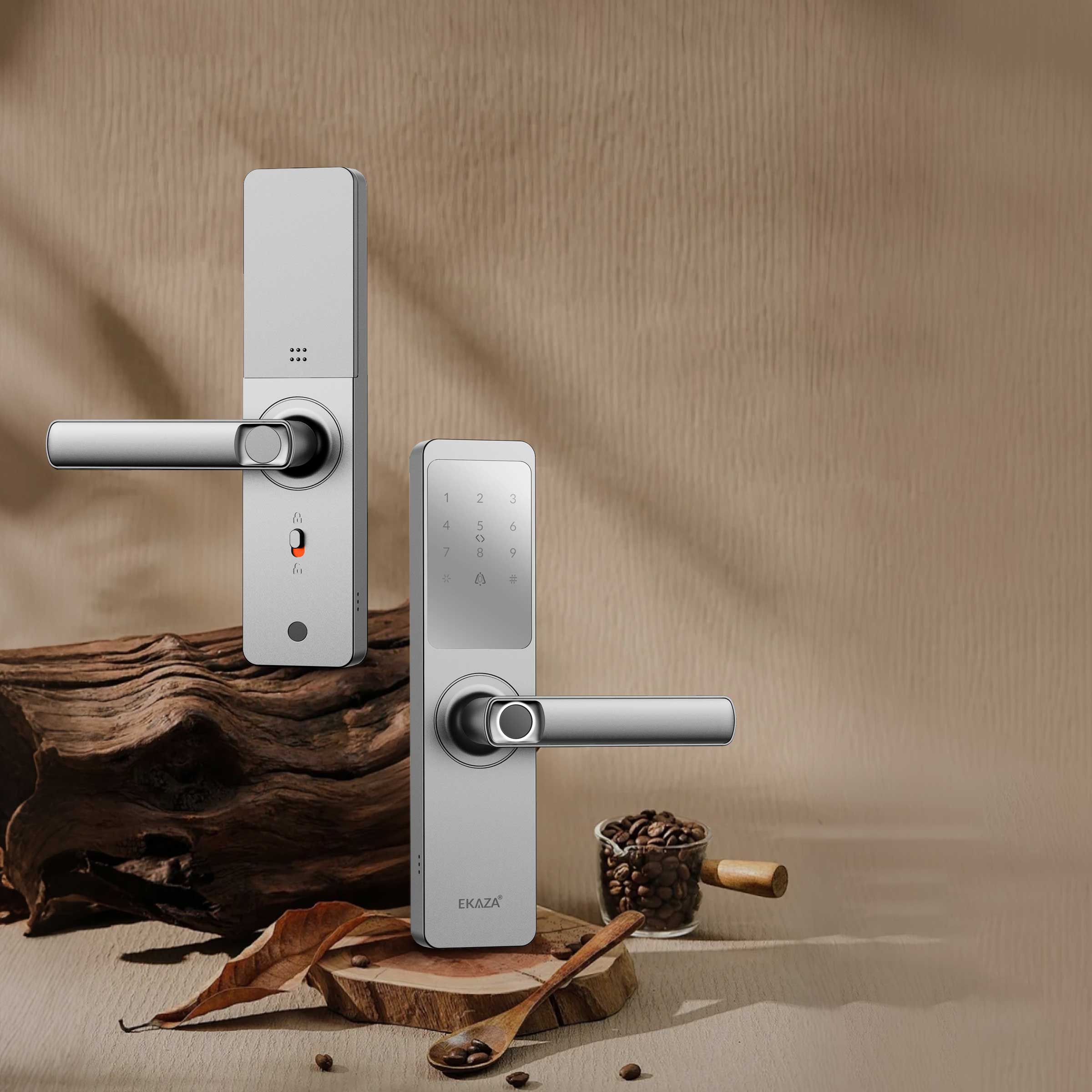 Fechadura Digital Inteligente Senha Cartão Alumínio Cor Prateada Biométrica Lyra Ekmg-t5332 Wifi