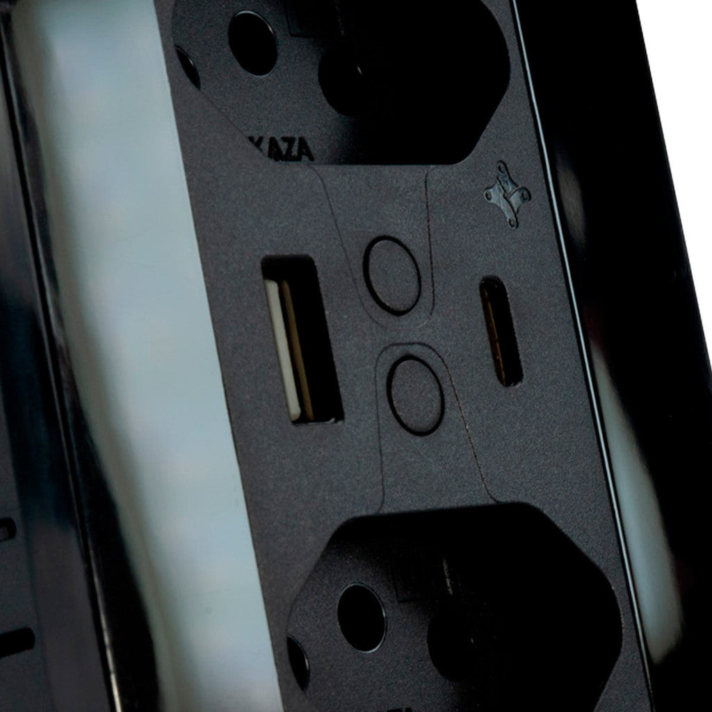 Alexa and Google Smart Double Socket with USB Black - Ekaza