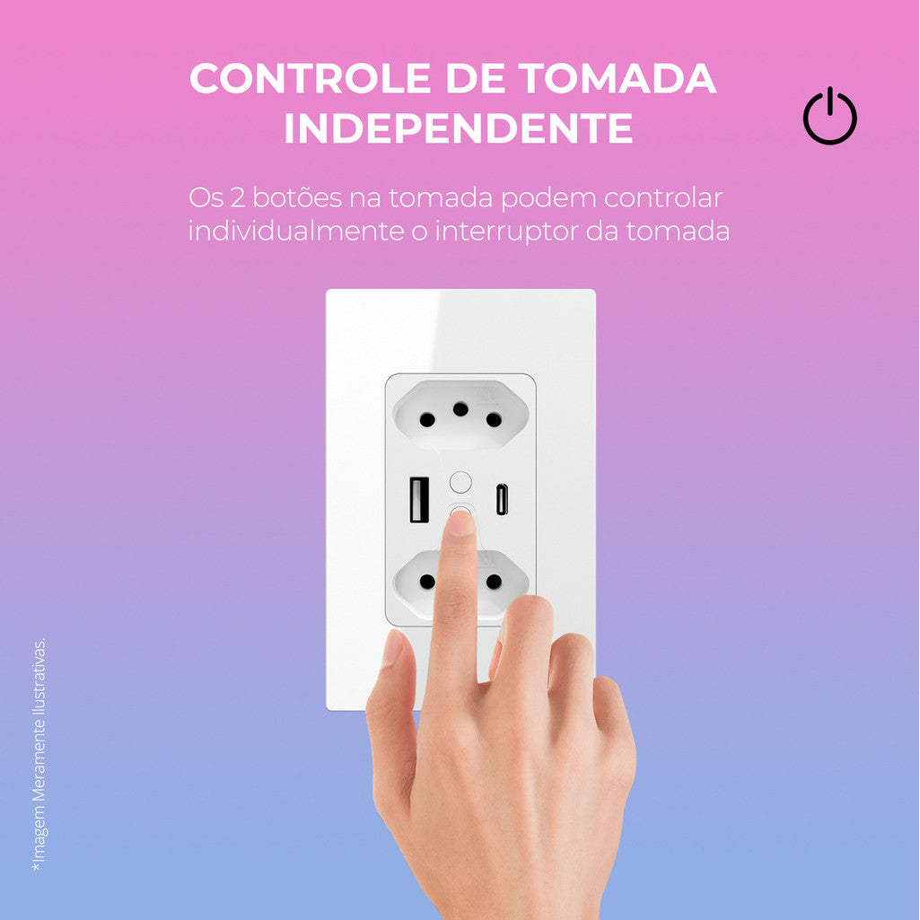 Alexa and Google Smart Double Socket with USB Black - Ekaza