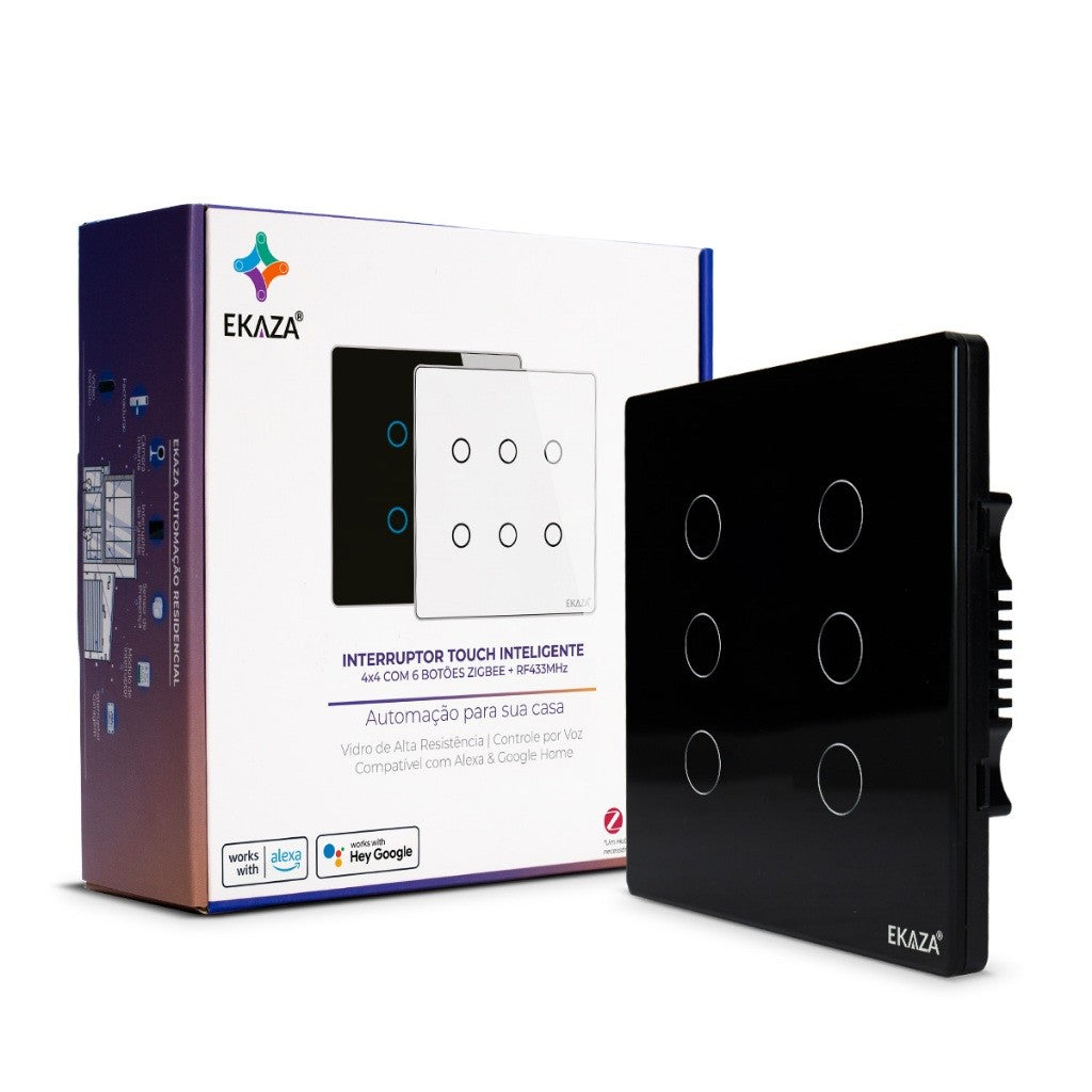 Interruptor Inteligente 4x4 vidro Touch 2.5d