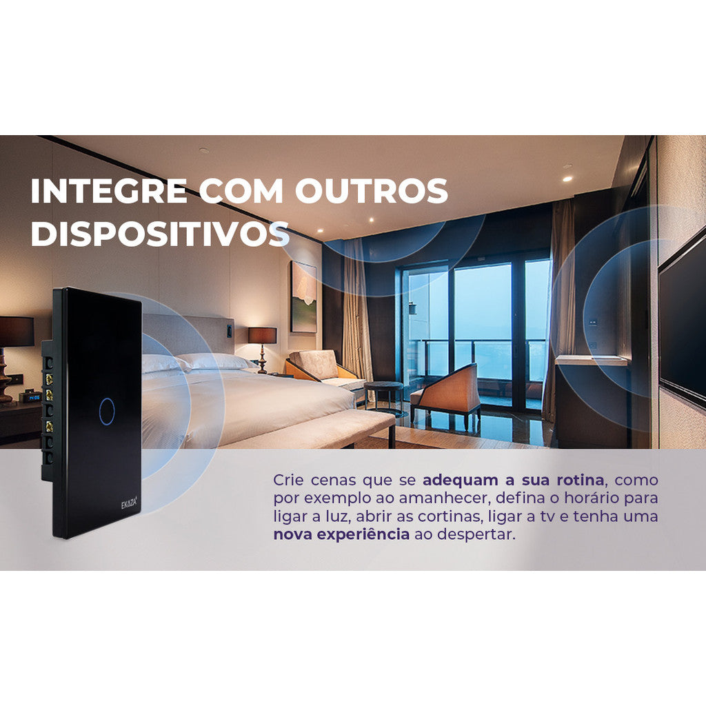 Interruptor Inteligente Wifi série Touch 2.5d 1 Botão
