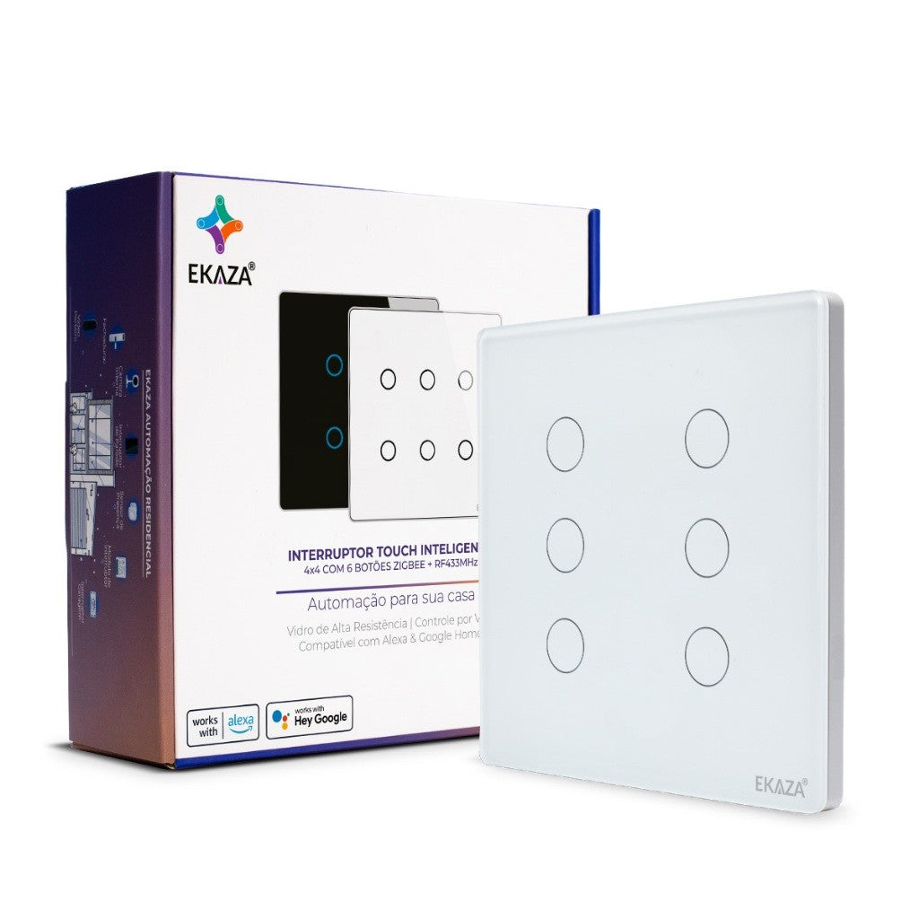 Interruptor Inteligente 4x4 vidro Touch 2.5d