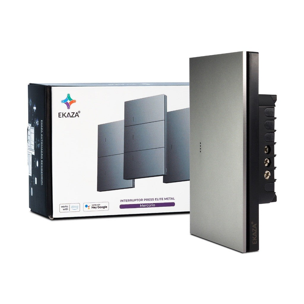 Interruptor Inteligente Série Mercúrio Tecla Metálico Flutuante 1 Tecla Zigbee