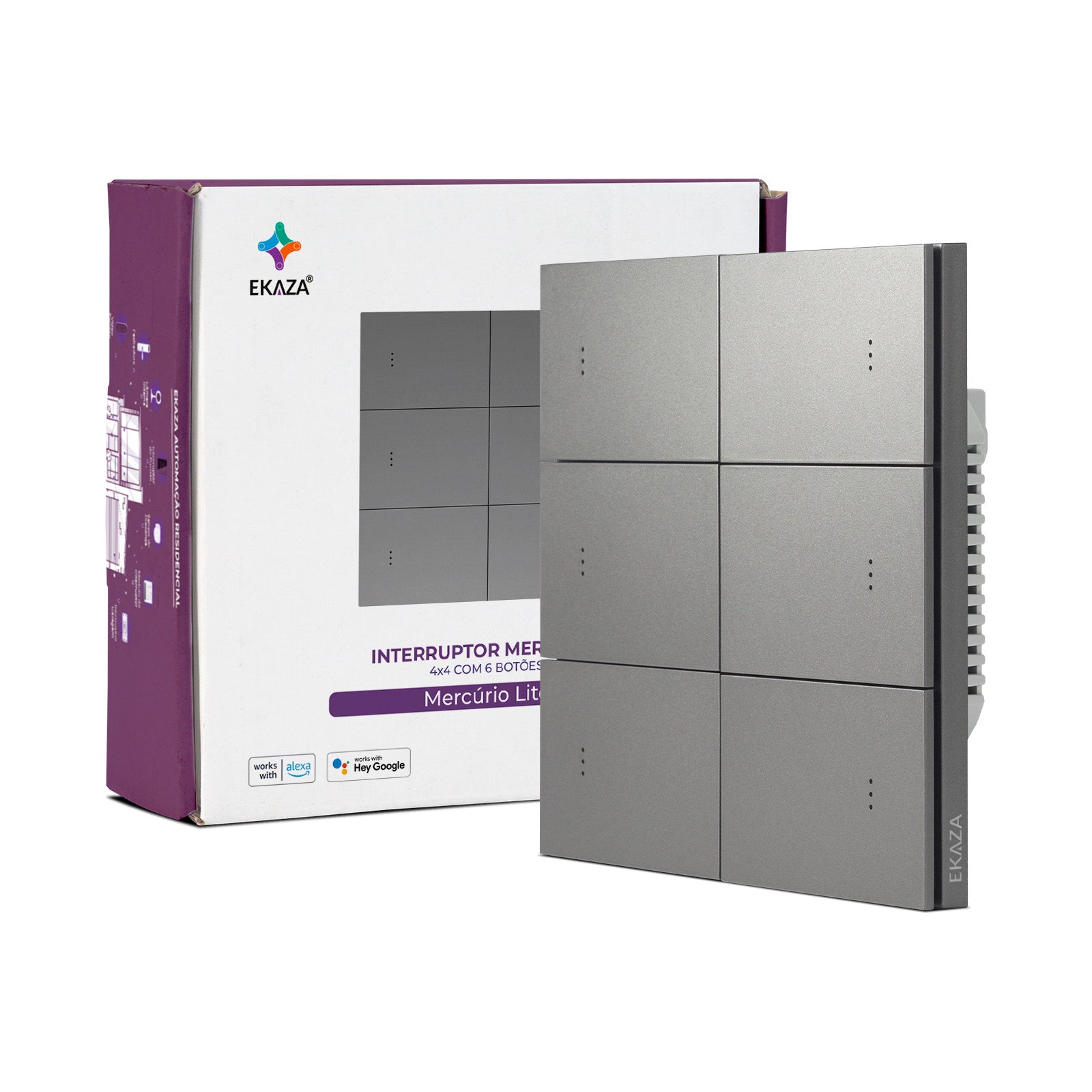 Interruptor Mercúrio Lite Zigbee 4x4 6 Botões