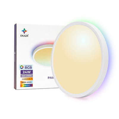 Smart LED Panel Ceiling Light with RGB Trim Surface Mount 24W