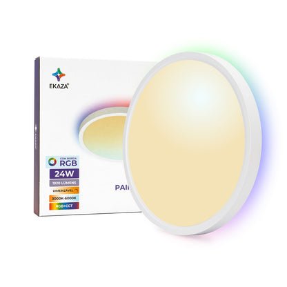 Painel de LED Paflon Inteligente com Borda RGB Sobrepor Redondo 24W