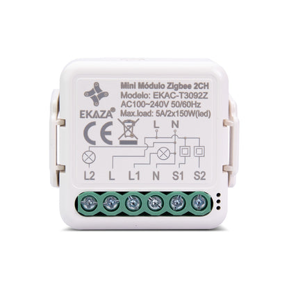 Interruptor Mini Módulo Relé Inteligente Paralero Zigbee 2CH
