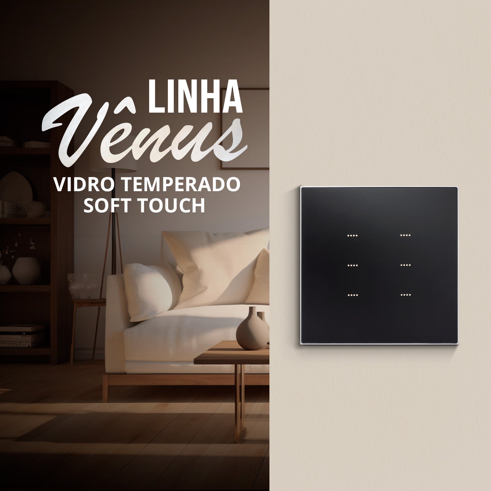 Interruptor Inteligente 4x4 Soft Touch Série Vênus Wifi 4 Botões