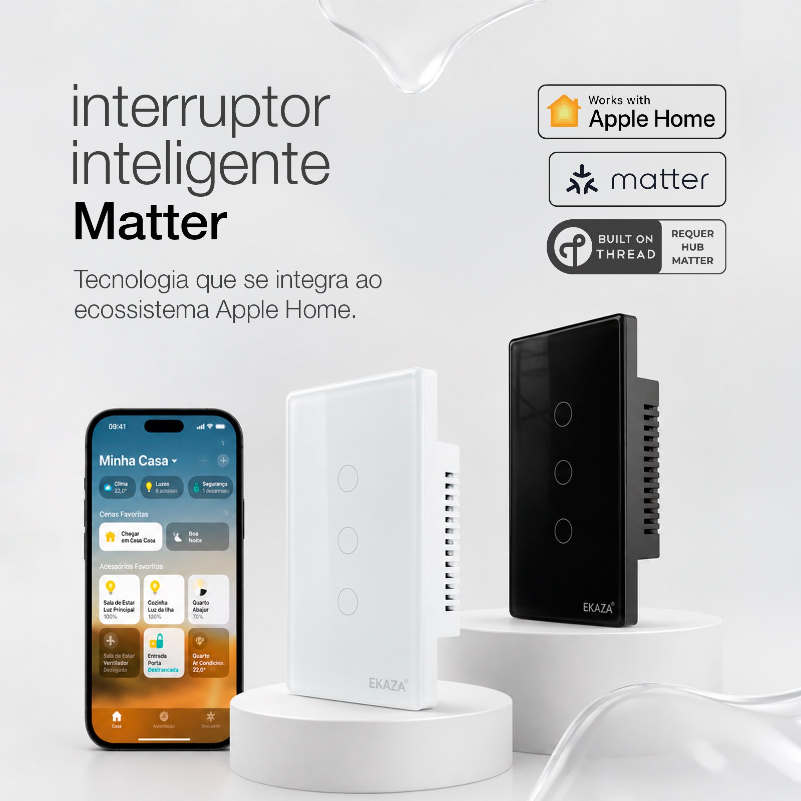 Interruptor Inteligente Matter série Touch 1 a 4 Botões