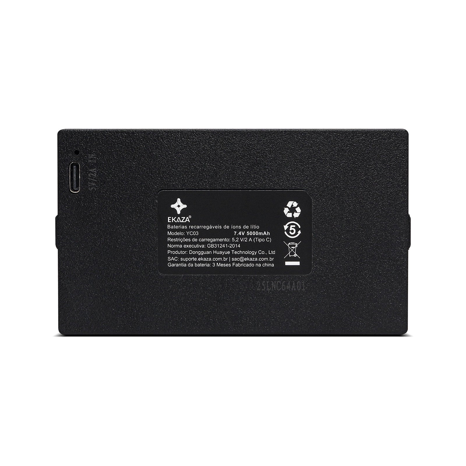 Bateria Recarregável Original EKAZA 7,4V 5000mAh para Fechadura Digital Inteligente Vega EKMG-T5333 USB-C