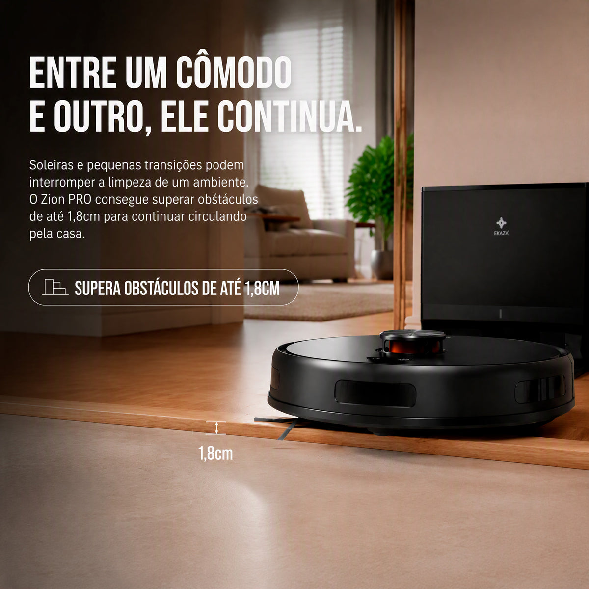 Robô aspirador EKAZA Zion Pro inteligente com navegação Lidar 6000Pa de sucção aspiração e mop base com coleta automática de resíduos e reservatório de 3,2L
