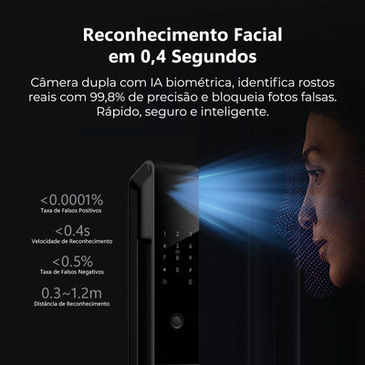 Fechadura Digital Com Reconhecimento Facial e Palma da Mão Sirius WiFi T5331