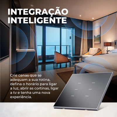 Interruptor Inteligente 4x4 Soft Touch Série Vênus Wifi 6 Botões