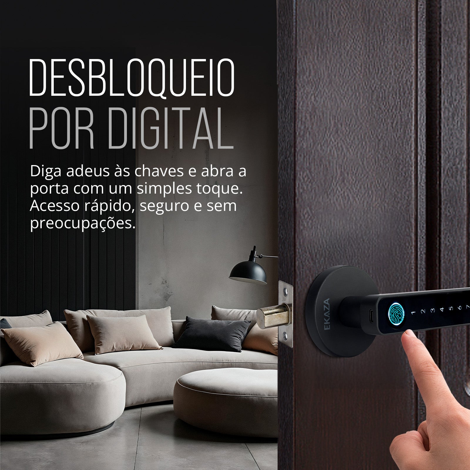 Fechadura Digital Biométrica Inteligente Atria Bluetooth com Senha e App