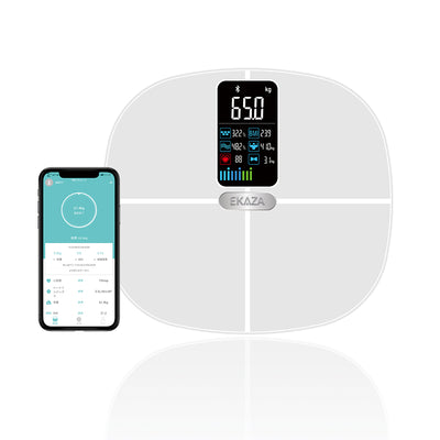 Ekaza Body Scale Bioimpedance Heart Rate BMI App White