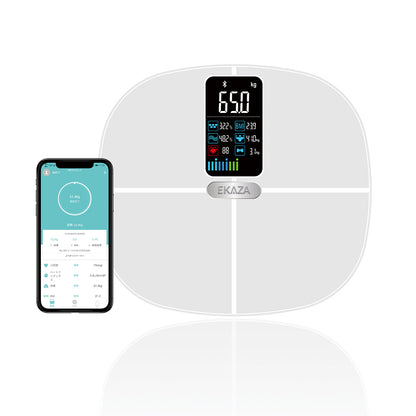 Ekaza Body Scale Bioimpedance Heart Rate BMI App White