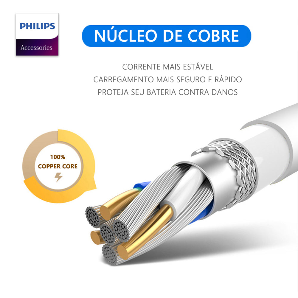 Philips Cabo Micro USB Premium de Couro 1.2M Preto