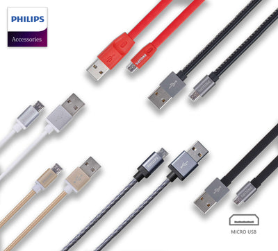 Philips Premium Leather Micro USB Cable 1.2M Black